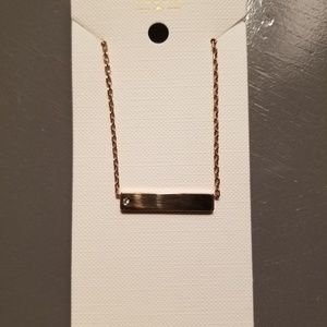 Fossil Rose Gold Crystal Bar Pendant 